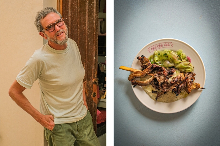 O shawarma de cogumelos ostra com molho de tahini e salada de pepino é um dos pratos do restaurante de Kevin Gould 