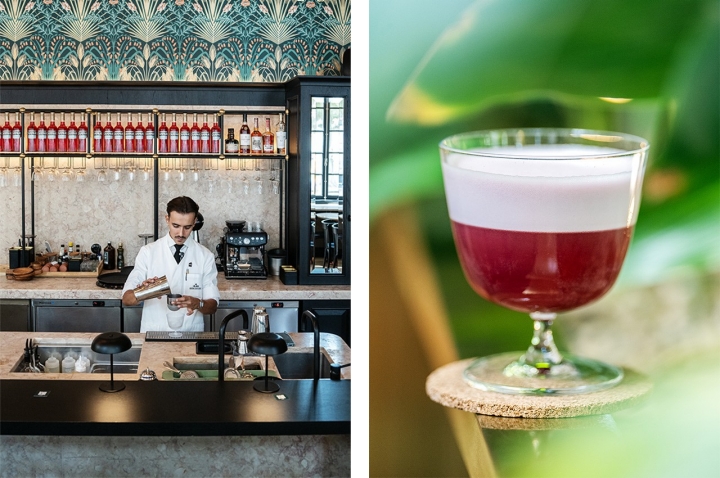 O bartender Bruno Castro prepara o Grapes + Ginger com tequila, sumos de limºao, Porto, bitter aperitivo italiano e sumo de gengibre