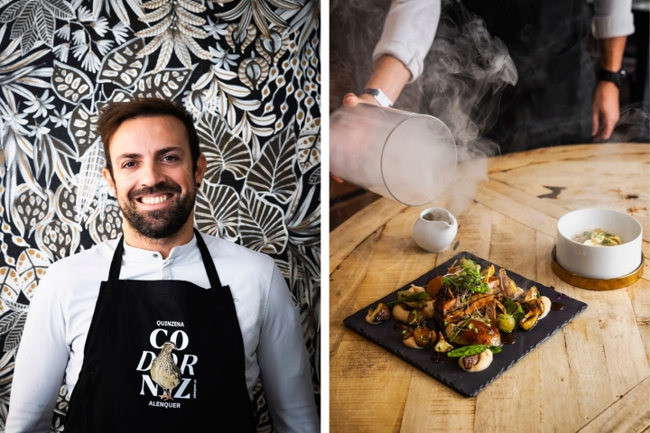 A terrine servida com pêra, castanha e cogumelos é uma das propostas de Filipe Lourenço, no Reticências.
