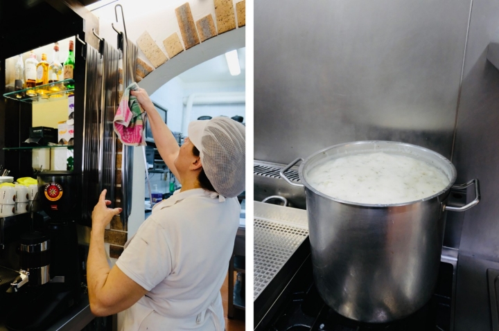 Os milhos fritos, suaves e gulosos, levam várias horas ao lume, com uma mão cozinheira sempre a mexê-los