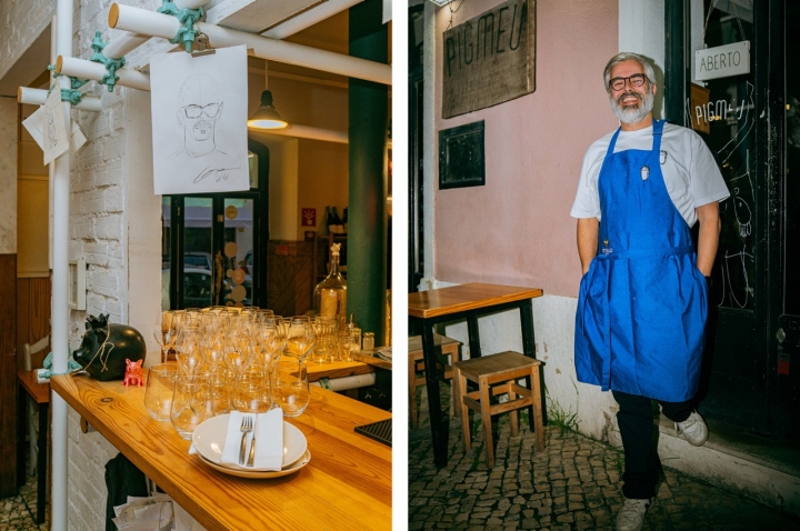 Desenhos feitos pelos clientes, trocadilhos, porquinhos de barro, Miguel Peres coleciona “de tudo um porco”