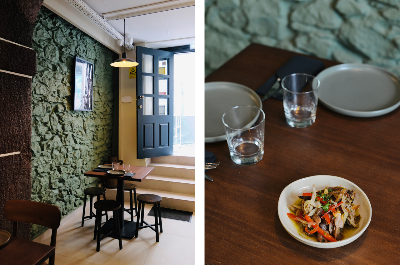 Ideal para picar e partilhar, o Jaket é uma tasca moderna onde são servidos os dentinhos tradicionais da ilha. À direita, o gaiado de escabeche