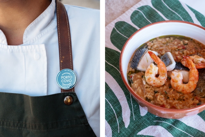 O arroz cremoso com peixe e camarão é imperdível e está na carta desde que o restaurante abriu, em Maio de 2021