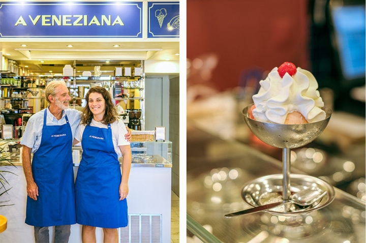 Ângelo e Clara Sala, pai e filha, dão continuidade à geladaria da família