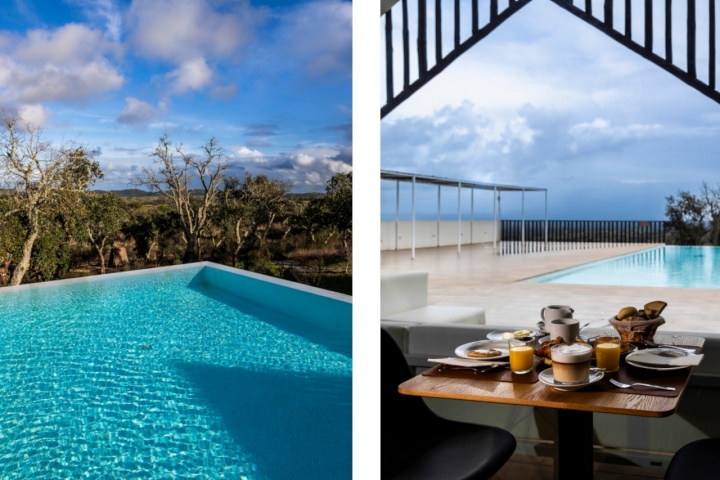 A piscina infinita é uma das zonas de destaque no Sobreiras Alentejo Country House