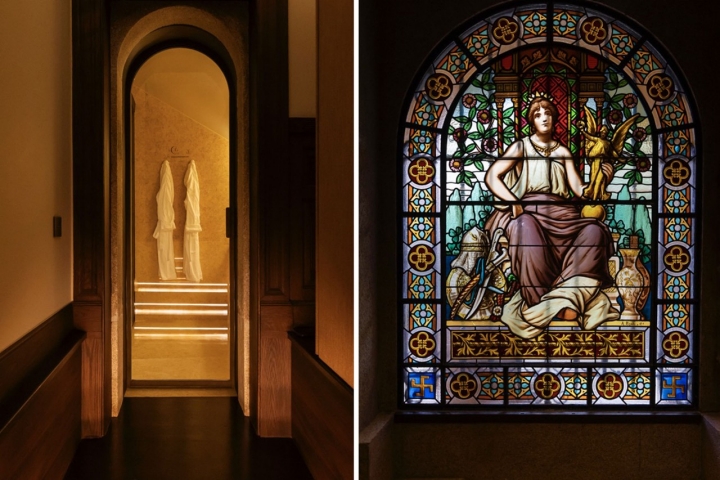 Imagen doble vidriera y pasillos