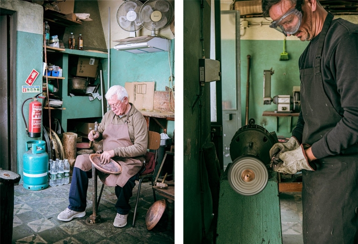 Analide Carmo (à esq.) e Nuno Palma estão sempre pela Oficina dos Caldeireiros