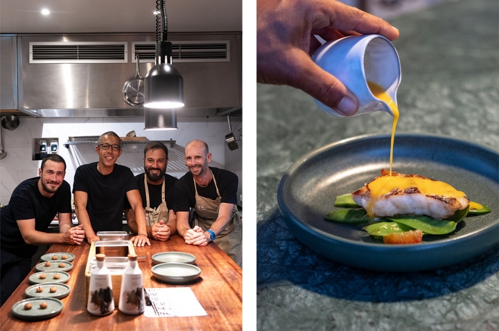 O chef Hugo Nascimento (segundo à esquerda) com a sua equipa do restaurante em Odeceixe