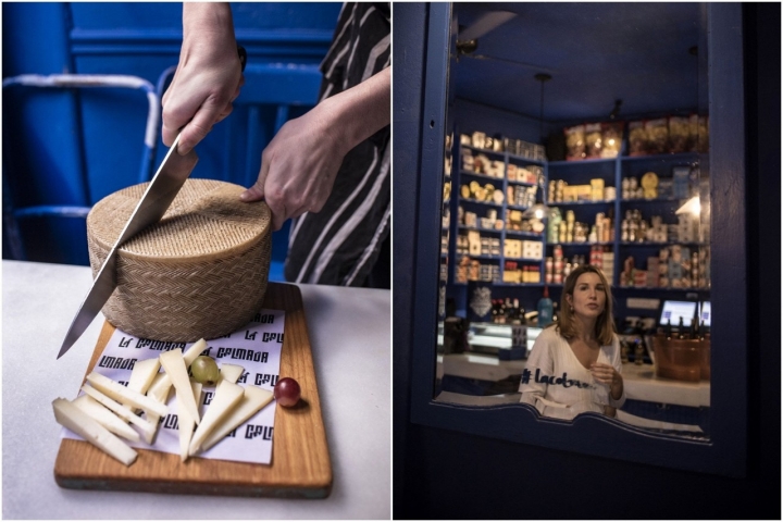 Queso de oveja curado con uvas, deliciosa combinación.