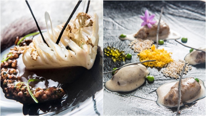 Calamar con mejillón y sopas mallorquinas; y Chipirón cuatro especies. Fotos: Arthur Leblanc.