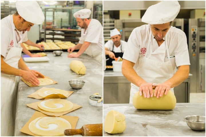 La anguila lleva una base hecha con oblea sobre la que se dibuja la espiral.