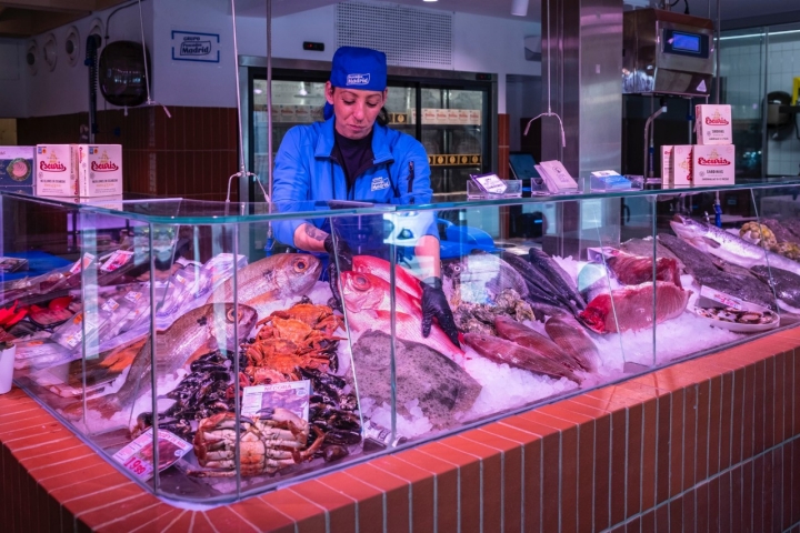 Mostrador de la pescadería.