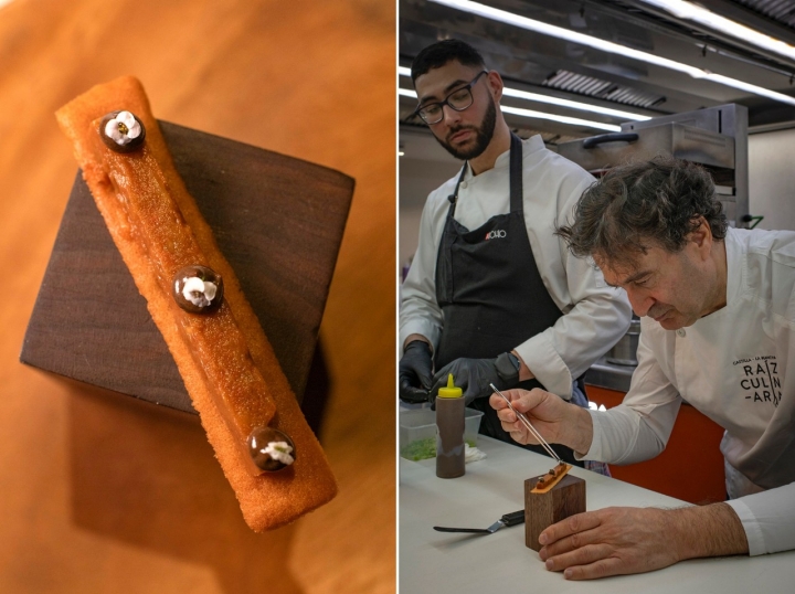 Lingote de tomate y berenjena con ajo negro.