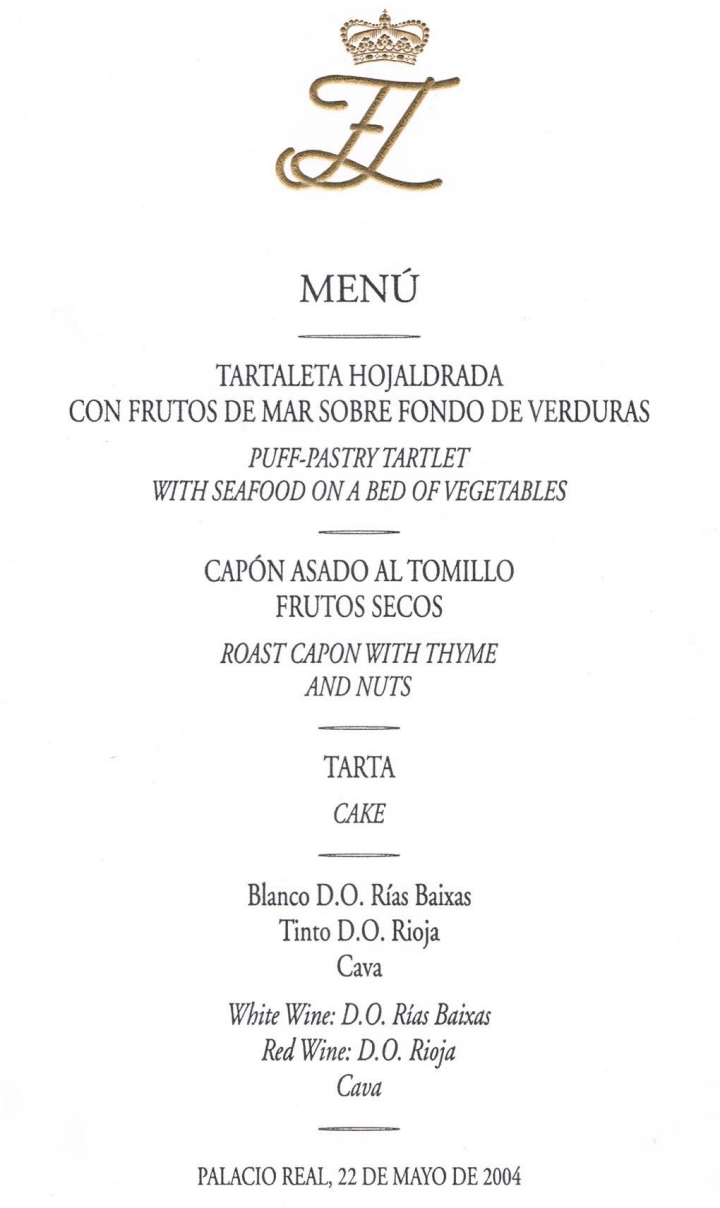 Esta sobria minuta es la que se llevaron a casa los asistentes a la Boda Real.