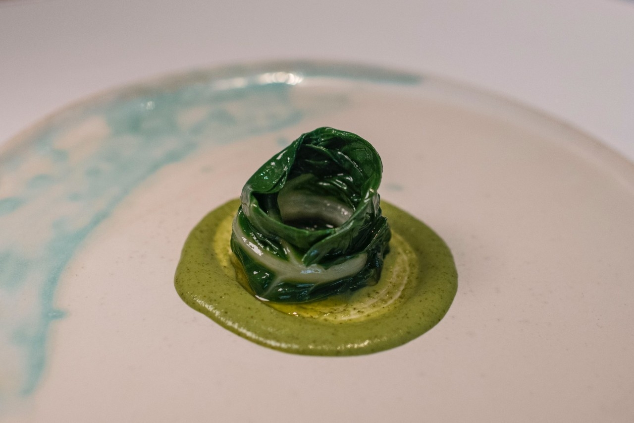 Acelga hervida y majao.