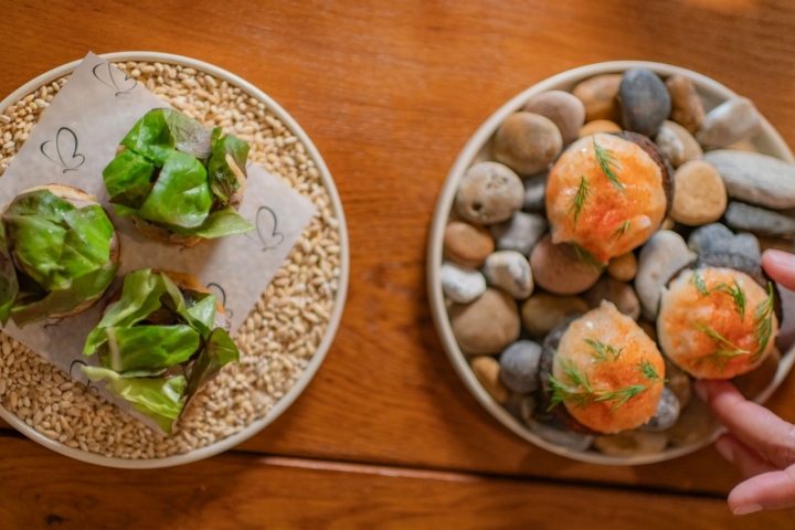 Dos snacks del restaurante Bolboreta de Madrid.