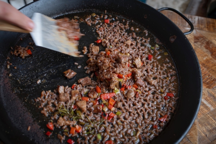 Arroz de calasparra, vino D.O. Bullas, y Chato murciano