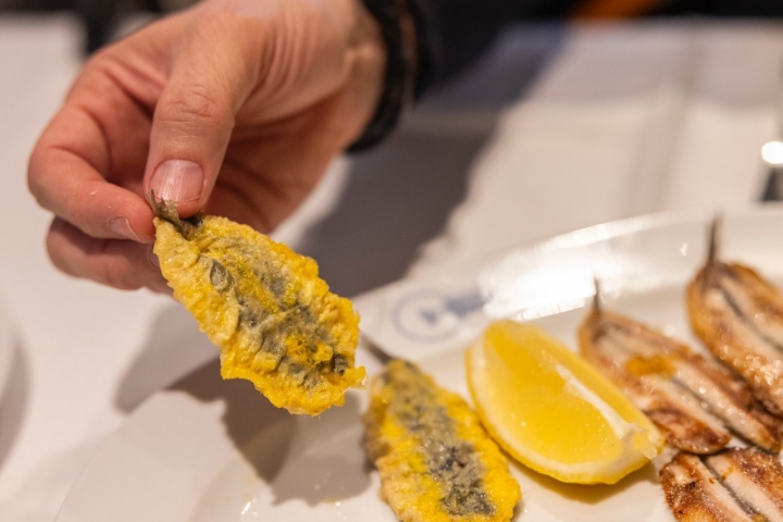 Bocartes rebozados y a la plancha.