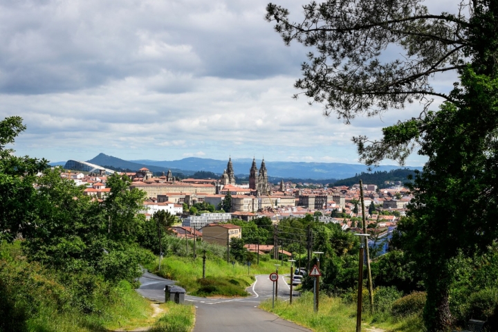 Vistas de la Catedral de Santiago desde el 'Café Bar Granxa'.