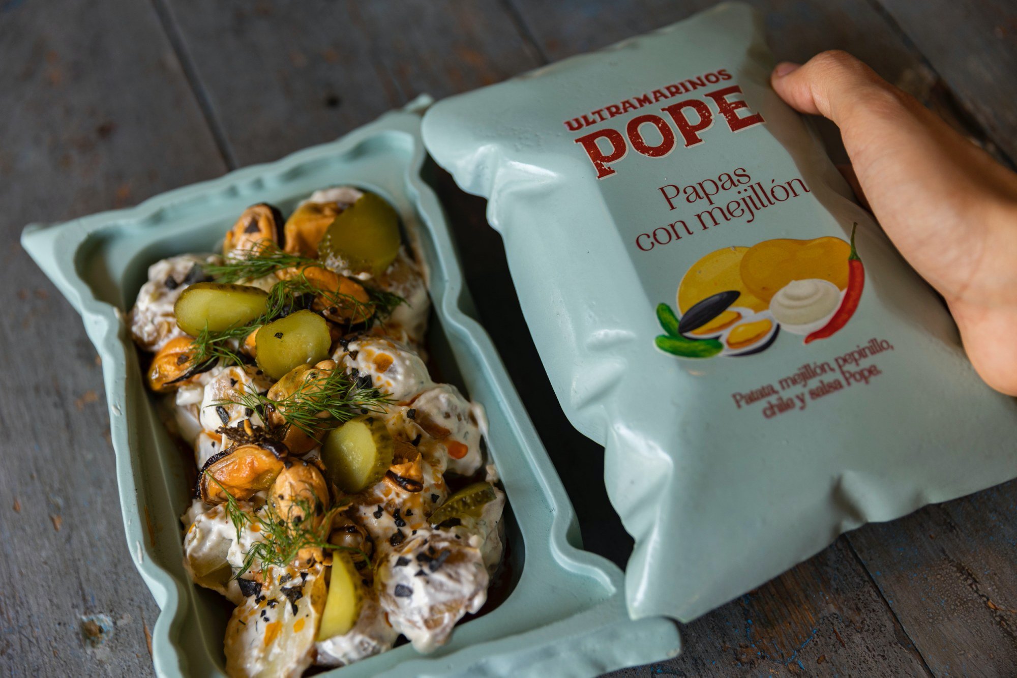 Patatas con mejillones en Ultramarinos Pope (Valencia)