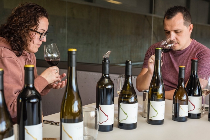 Cata de vinos en la bodega Castell d'Encús, Pallars Jussá de Lleida.