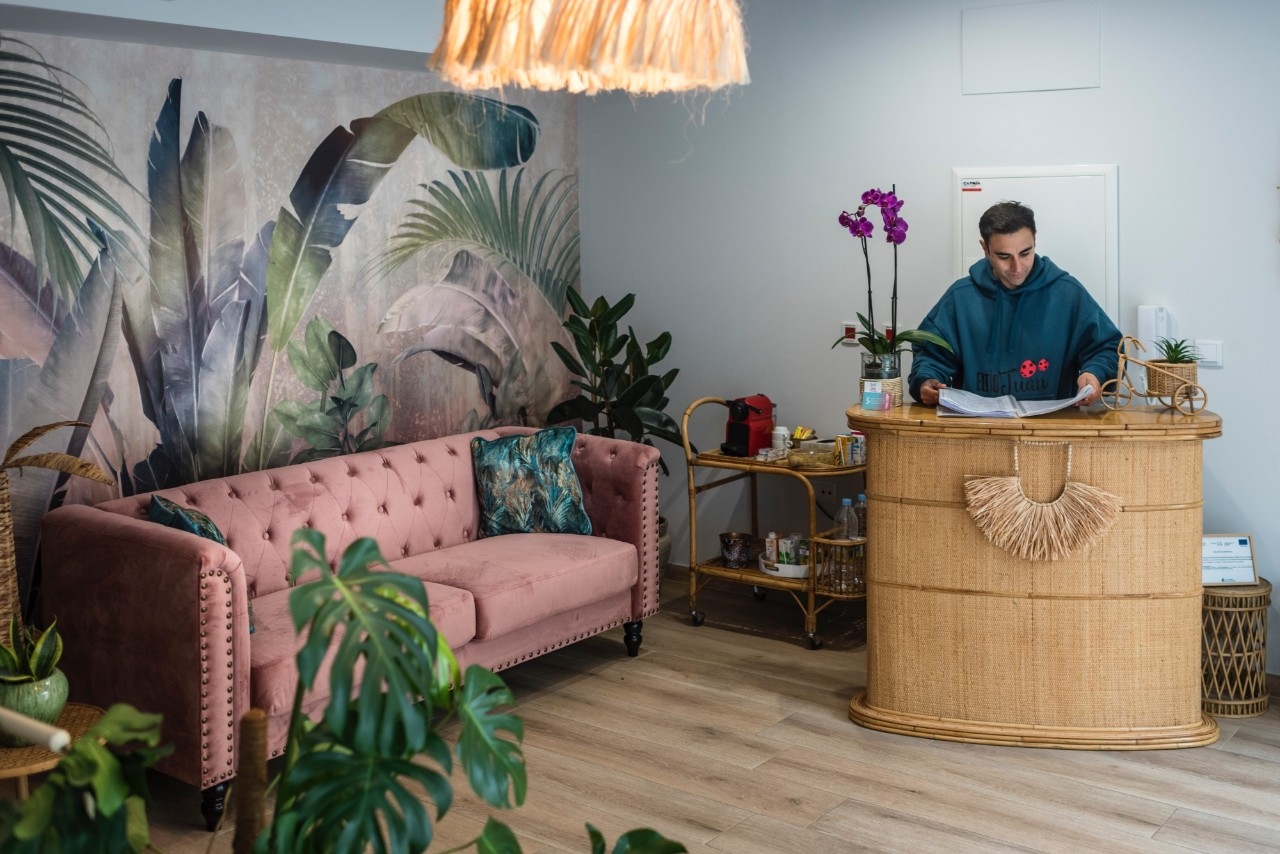 La recepción del hotel.