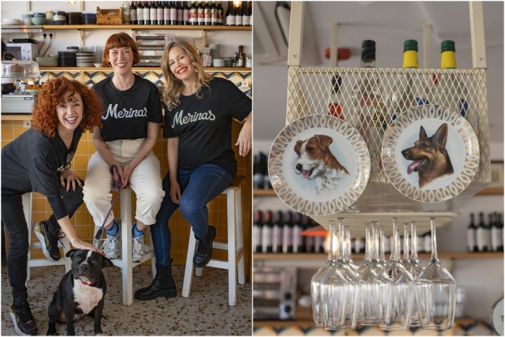 Los platos pintados sobre la barra, una declaración de intenciones.