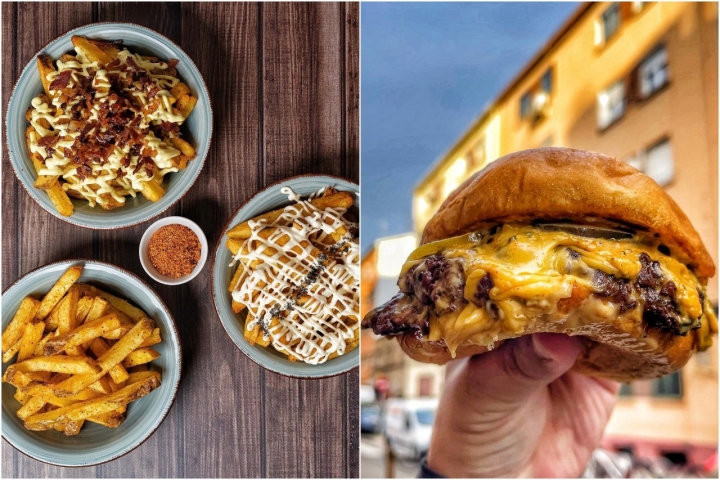 'Smash burger' y patatas, combinación exitosa. Foto: Facebook 'Madison'