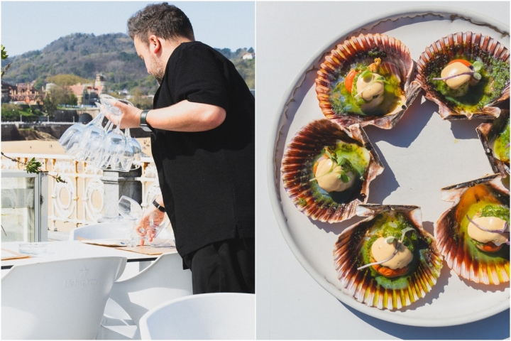 Vieiras frente a La Concha. Foto: Facebook ‘Café de la Concha’