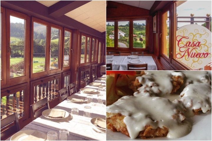 Panorámica de un verde intenso y escalopines al cabrales. Foto: Instagram 'Casa Nuevo'