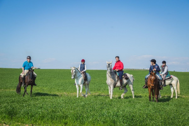 Álvaro y Blanquito; Claudia y Rociero; Diego y Rociero II; Diego Martínez hijo con Bandolero y Andrea sobre Quintanilla.