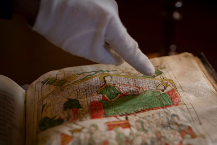 La escena dibujada del Sueño de Carlomagno, del Códice Calixtino.