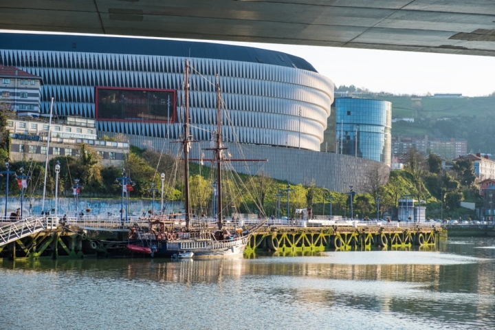 Under a Euskalduna bridge in Bilbao