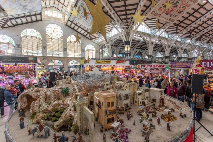 Belén en el Mercado Central de Valencia. Foto: Eva Máñez