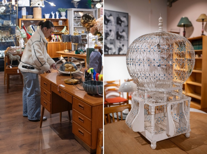 Las lámparas que diseña Marta tienen un toque sesentero.