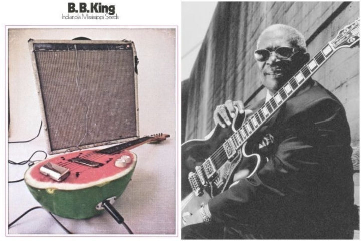 Portada del disco de B.B King y un retrato del artista.