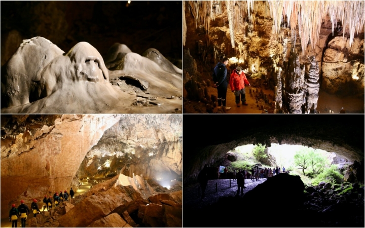 Diferentes formaciones y salas de la Cueva de Valporquero (León)