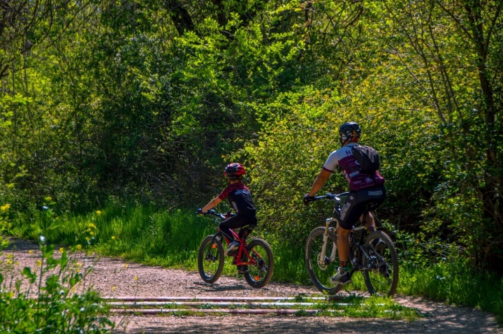 Muchos ciclistas se acercan por el camino que une el barrio de Juslibol con la zona del galacho.