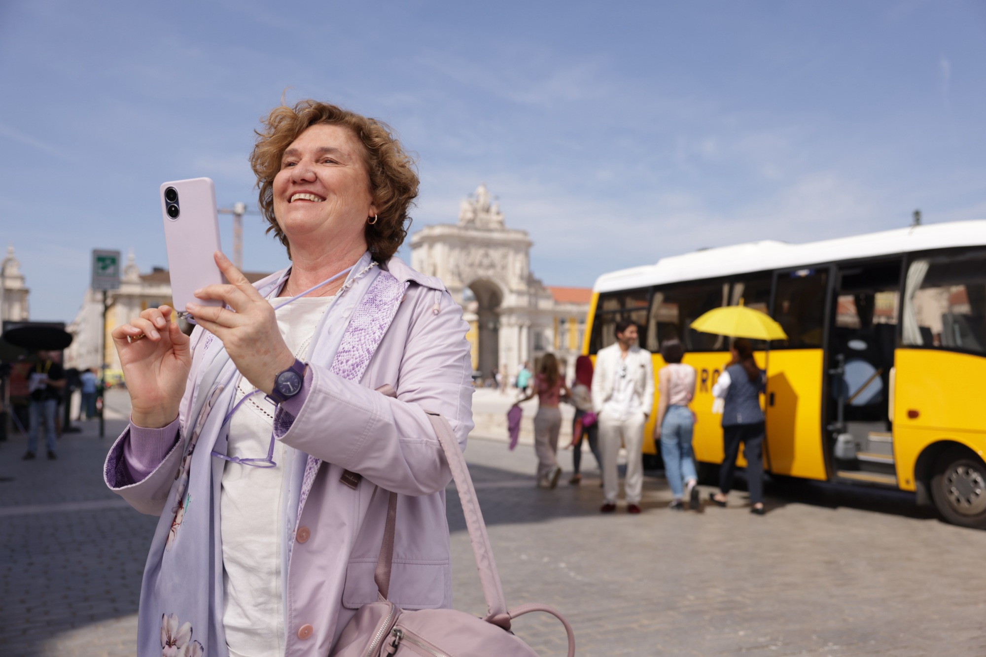 Ana Wagener en la Plaza del Comercio.