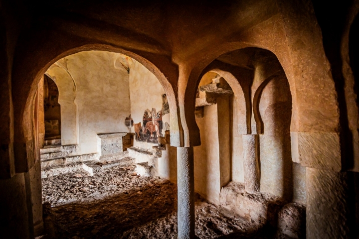 Los bueyes enfrentados son de las pocas pinturas que se conservan.