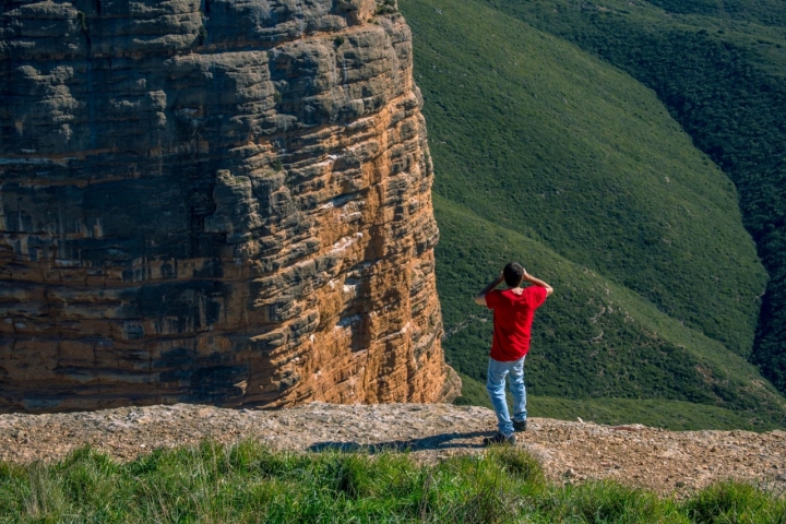 Los prismáticos permiten ver a los buitres con sus pollos en los nidos.